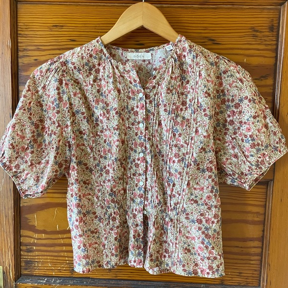 DOEN Floral Print Mock Neck Crop Top - Small - Picture 2 of 6
